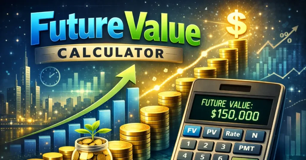 Future Value Calculator showing investment growth, compound interest, and future investment value